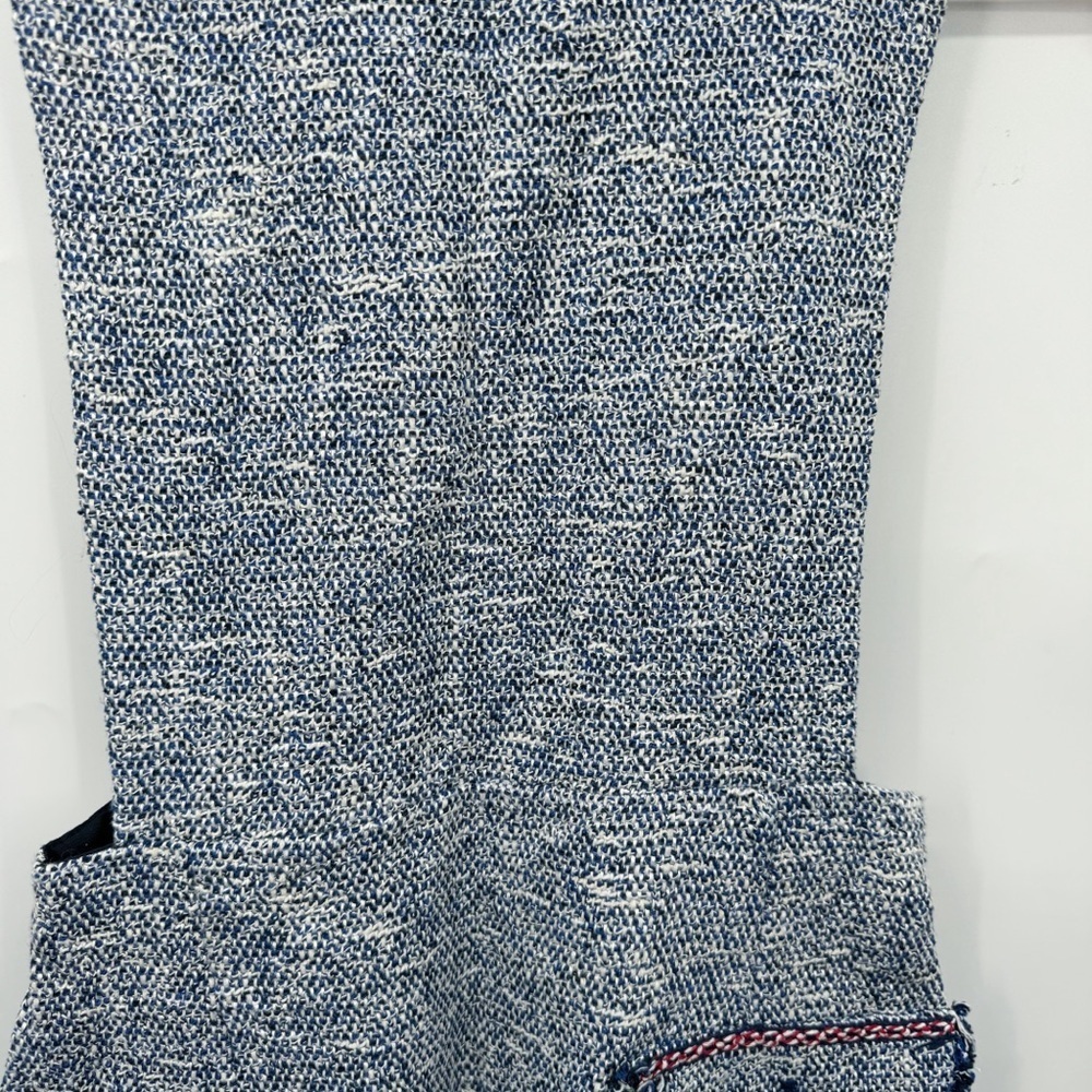 Zara Blue Tweed Pinafore Dress Women’s XS Retro Style Apron Dress Fray Hem - Picture 4 of 13